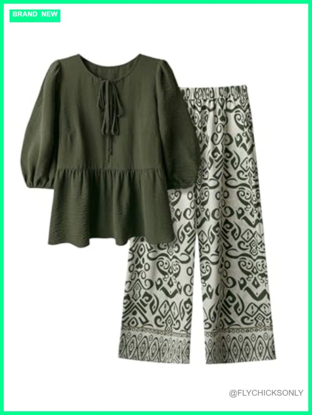 SHENHE Plus Size 2 Piece Babydoll Top & Linen Pants Set